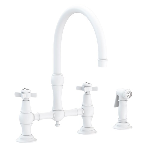 Newport Brass Kitchen Bridge Faucet With Side Spray in Matte White 9456-52 - main